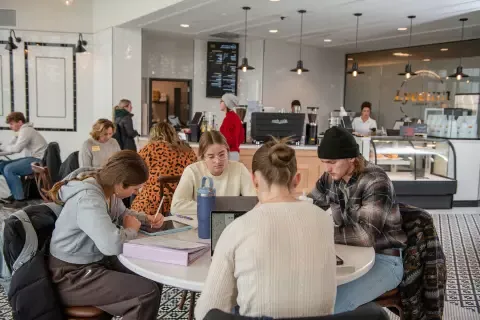 Students at Lyceum Cafe